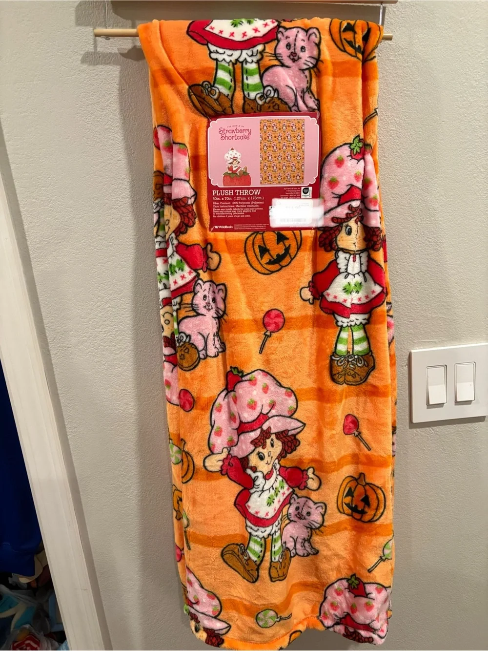 Set of 2 Strawberry Shortcake Plush Halloween Blankets 50 x 70 New for 2026